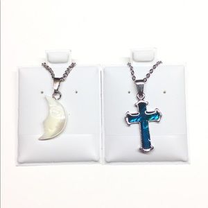 Mother Of pearl moon & Paua Shell Cross necklaces
